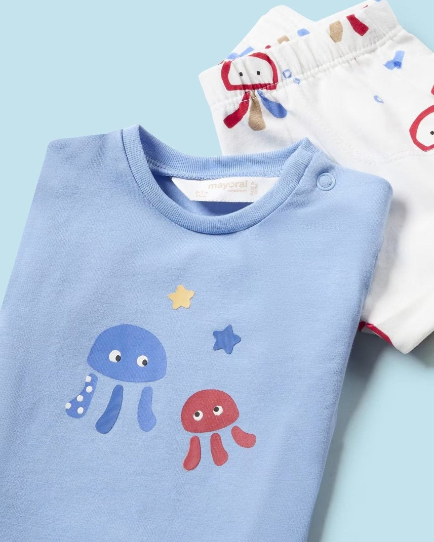Completo 2 pezzi neonato Mayoral Newborn rosso e azzurroFish Mayoral Azzurro