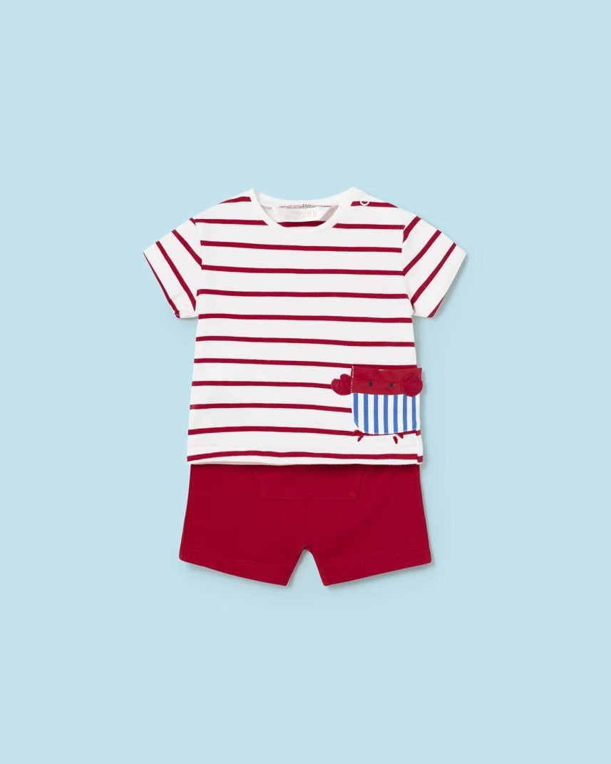Completo 2 pezzi neonato Mayoral Newborn rosso e azzurroFish Mayoral Azzurro