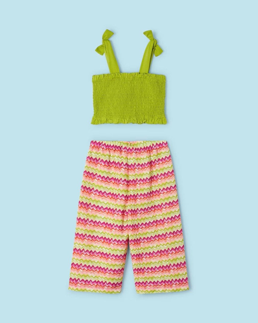 Completo 2 pezzi punto smock bambina Mayoral fantasia verde Mayoral Verde