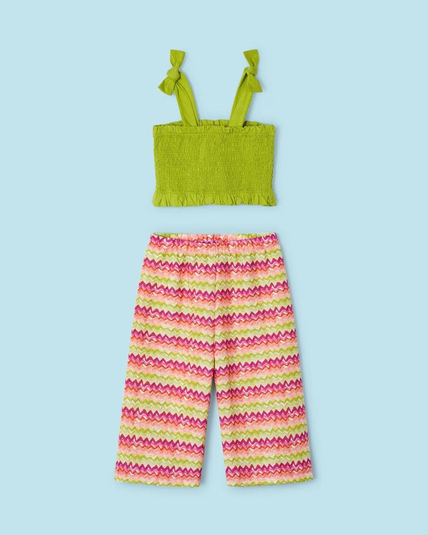 Completo 2 pezzi punto smock bambina Mayoral fantasia verde Mayoral Verde