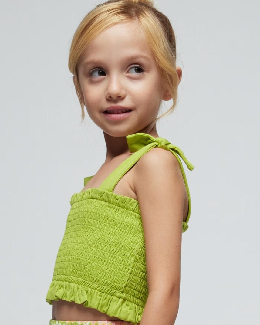 Completo 2 pezzi punto smock bambina Mayoral fantasia verde Mayoral Verde