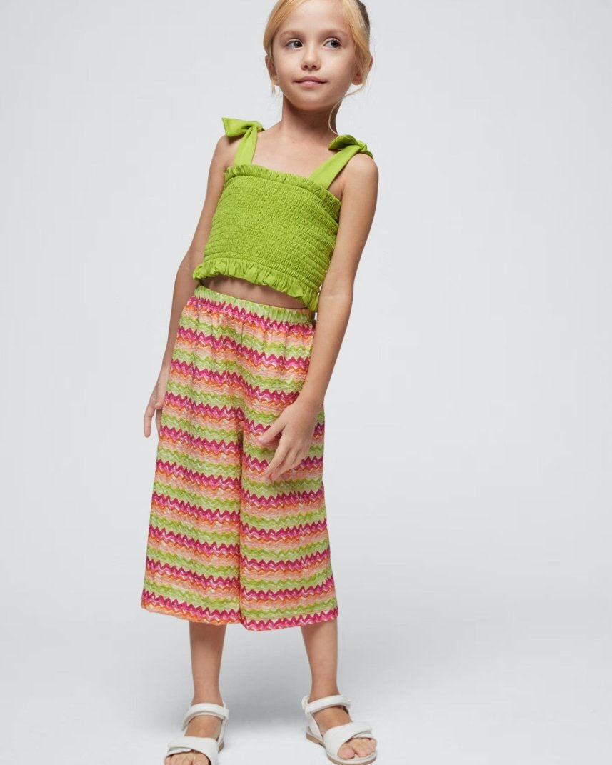 Completo 2 pezzi punto smock bambina Mayoral fantasia verde Mayoral Verde