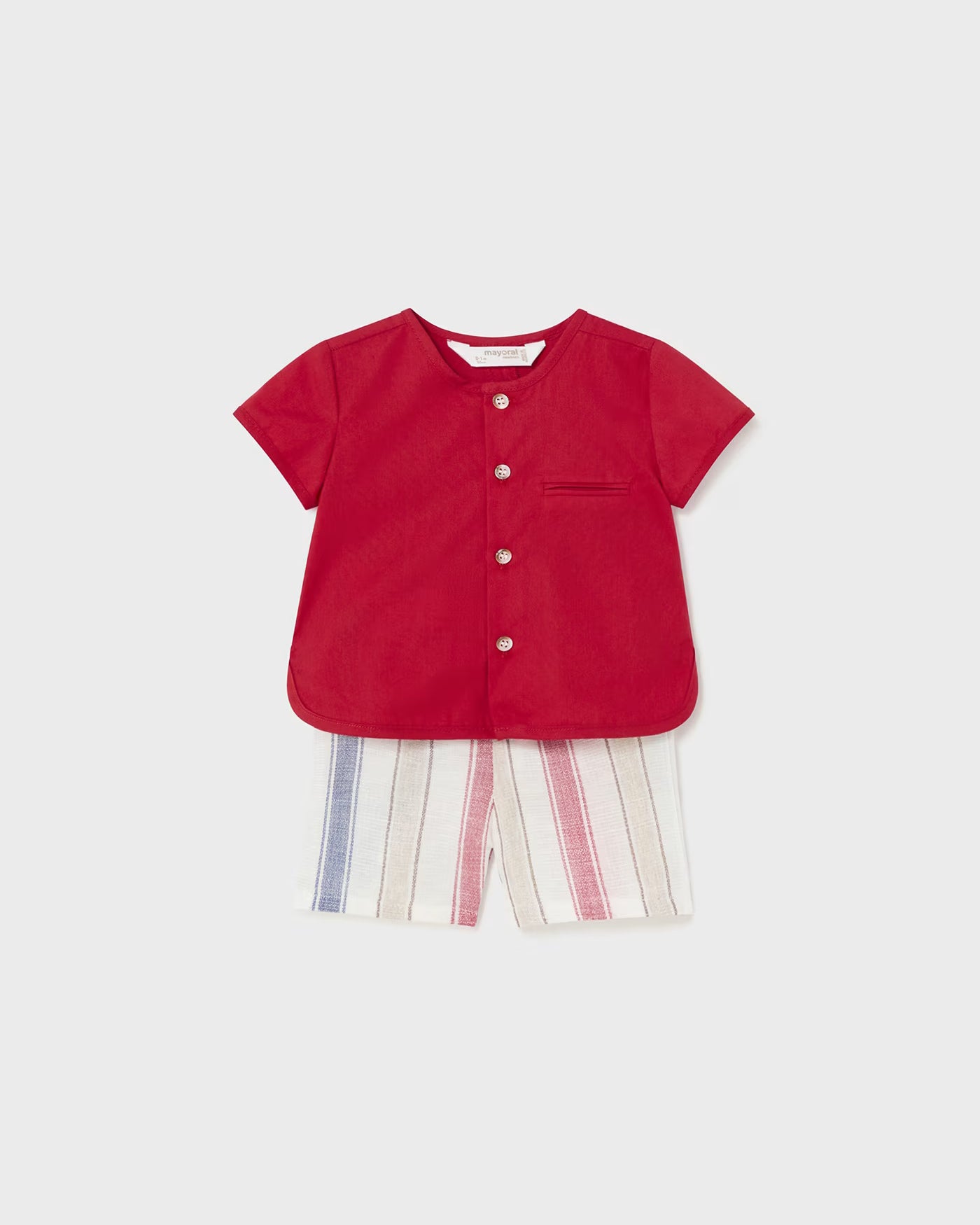 Completo 2 pezzi lino neonato Mayoral Newborn fantasia righe rosso Mayoral Rosso