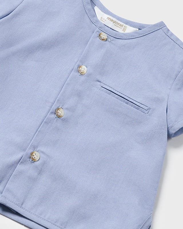 Completo 2 pezzi righe lino neonato Mayoral Newborn azzurro Mayoral Azzurro