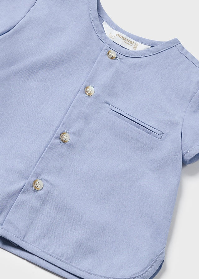 Completo 2 pezzi righe lino neonato Mayoral Newborn azzurro Mayoral Azzurro