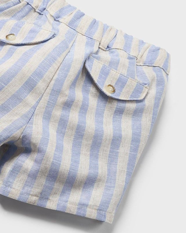 Completo 2 pezzi righe lino neonato Mayoral Newborn azzurro Mayoral Azzurro