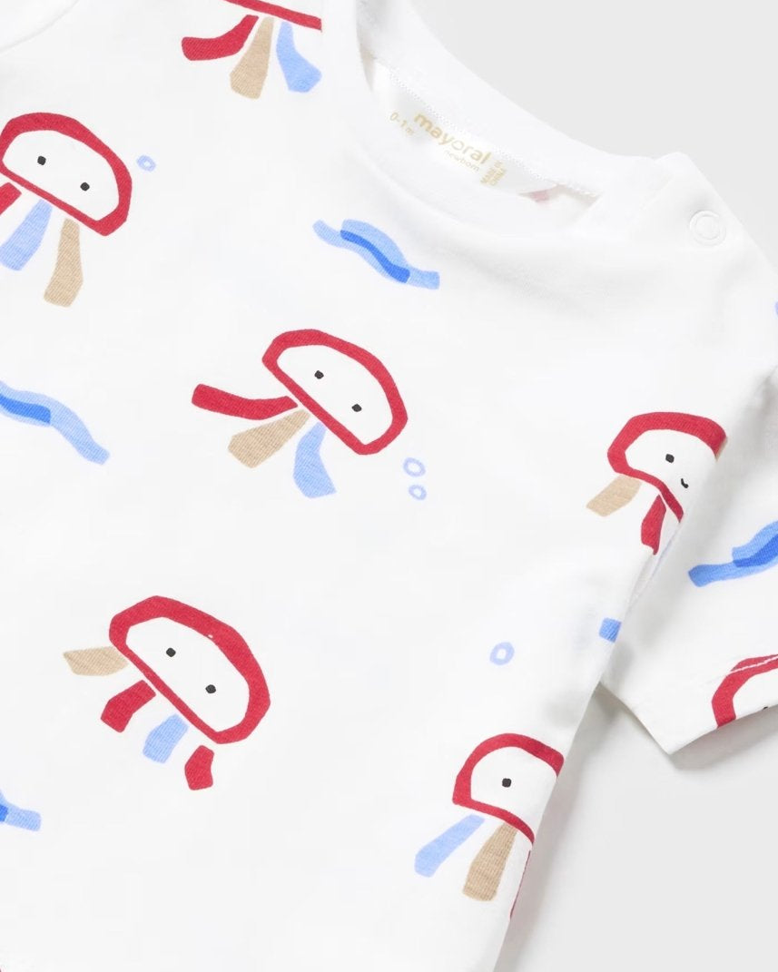 Completo 2 pezzi salopette jeans fresco cotone neonato Mayoral Newborn Fish Mayoral Jeans