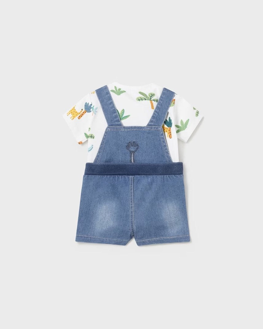 Completo 2 pezzi salopette jeans fresco cotone neonato Mayoral Newborn Palme Mayoral Jeans