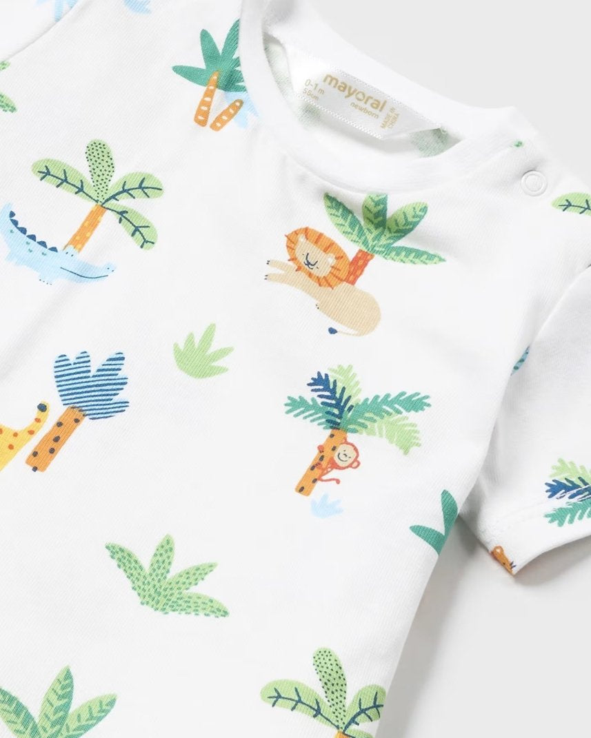 Completo 2 pezzi salopette jeans fresco cotone neonato Mayoral Newborn Palme Mayoral Jeans