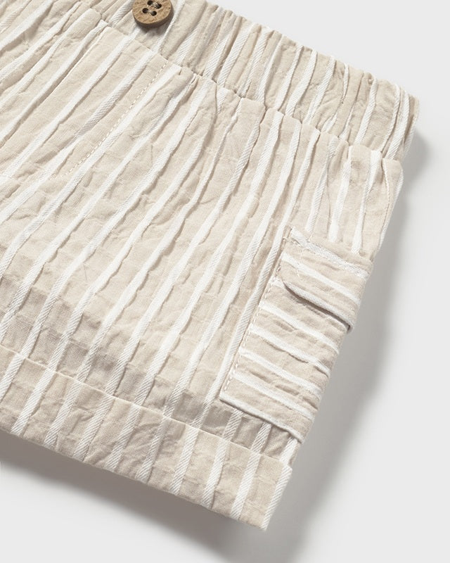 Completo 3 pezzi con cappellino neonato Mayoral Newborn righe beige Mayoral Beige