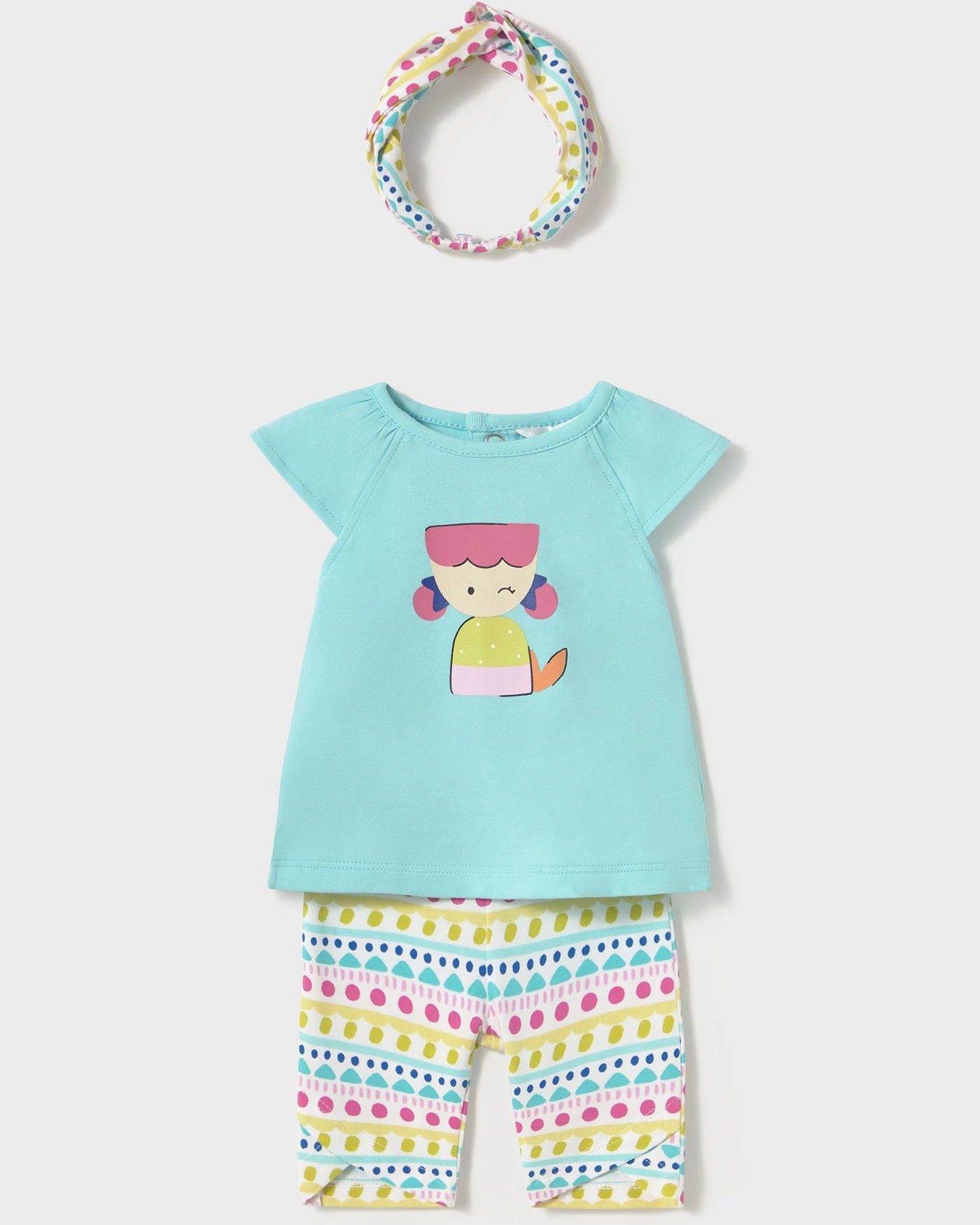 Completo 3 pezzi con fascia neonata Mayora Newborn sirena acqua Mayoral Acqua