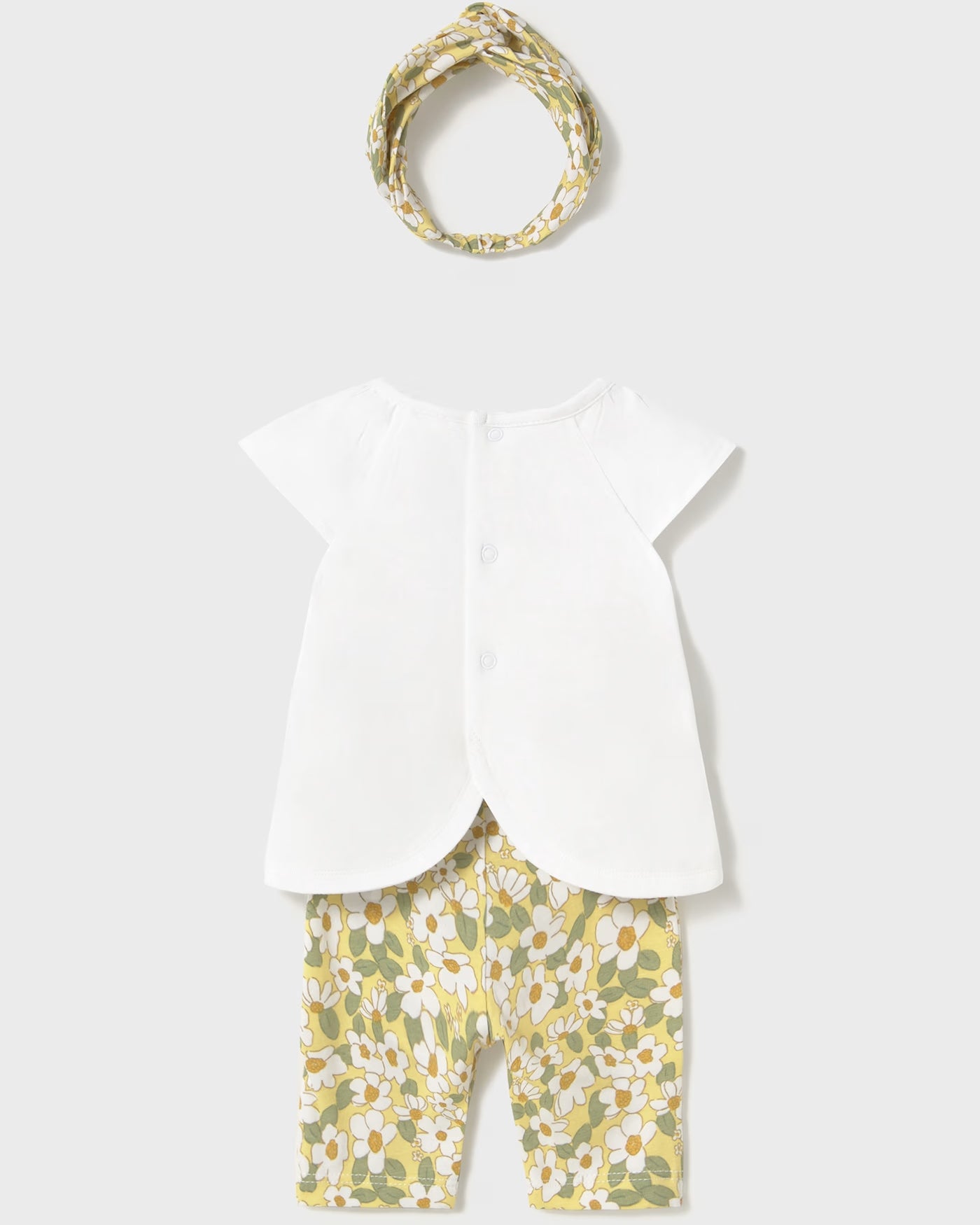 Completo 3 pezzi con fascia neonata Mayoral Newborn giallo floreale Mayoral Giallo