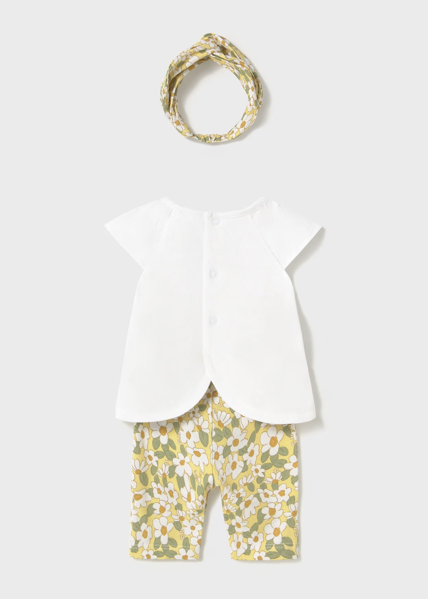 Completo 3 pezzi con fascia neonata Mayoral Newborn giallo floreale Mayoral Giallo