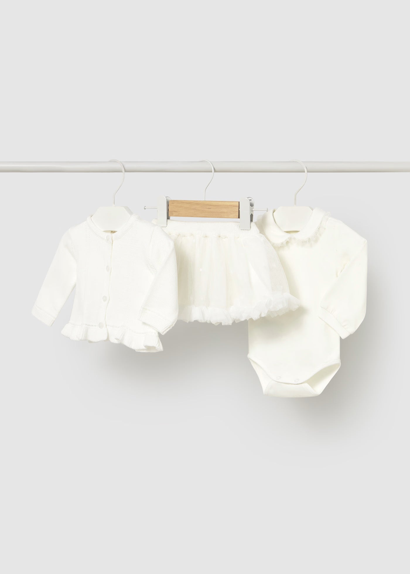 Completo 3 pezzi con gonna neonata Mayoral Newborn panna Mayoral 0-1 Mesi 55cm