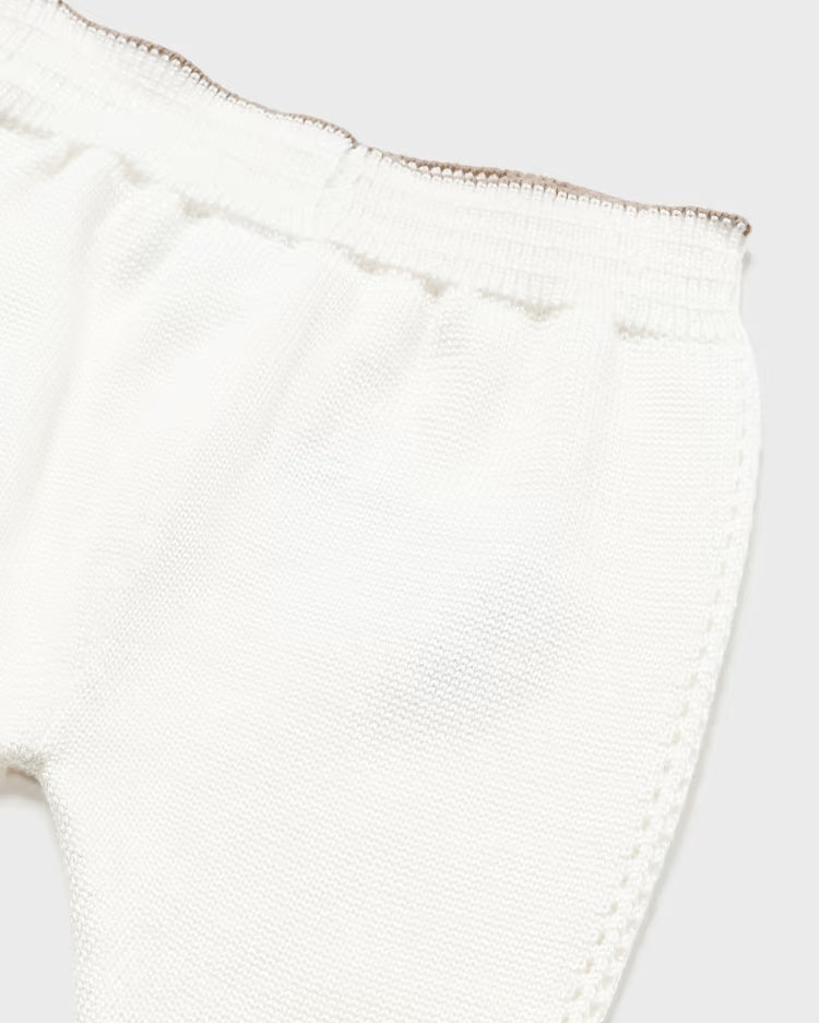 Completo 3 pezzi filo cotone neonato Mayoral Newborn panna - ErreGiModaBimbo