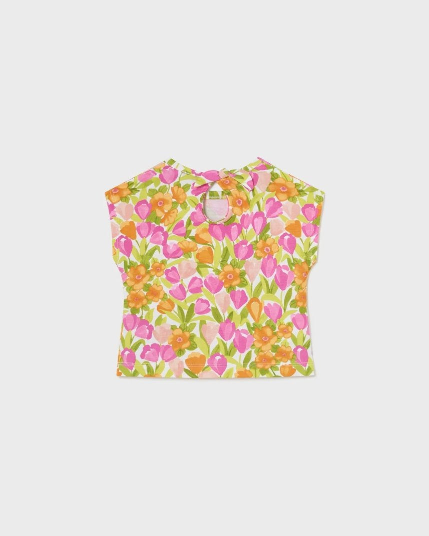 Completo 3 pezzi fresco cotone neonata Mayoral floreale Magenta Mayoral Magenta