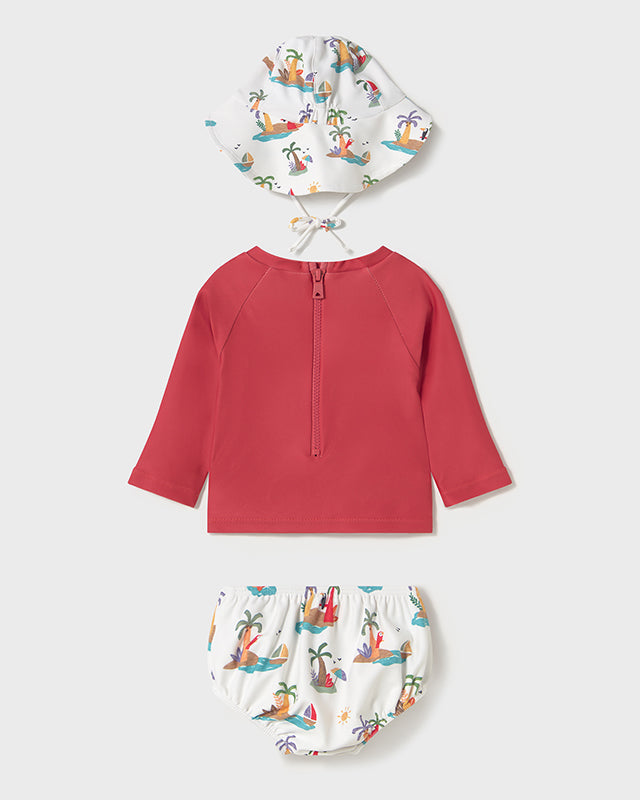 Completo 3 pezzi mare maglietta protezione solare neonati Mayoral Newborn Tucano Mayoral Rosso