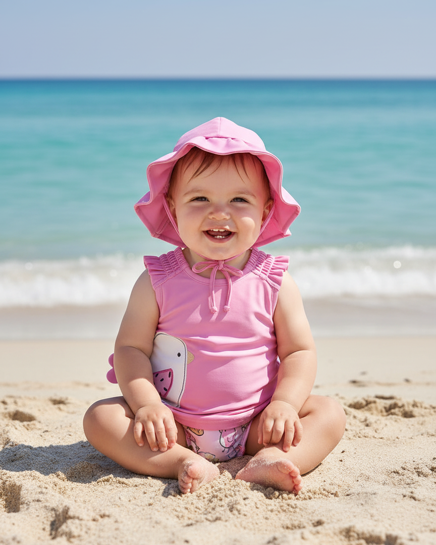 Completo 3 pezzi mare protezione solare neonata Mayoral Newborn rosa Uccellino Mayoral Rosa