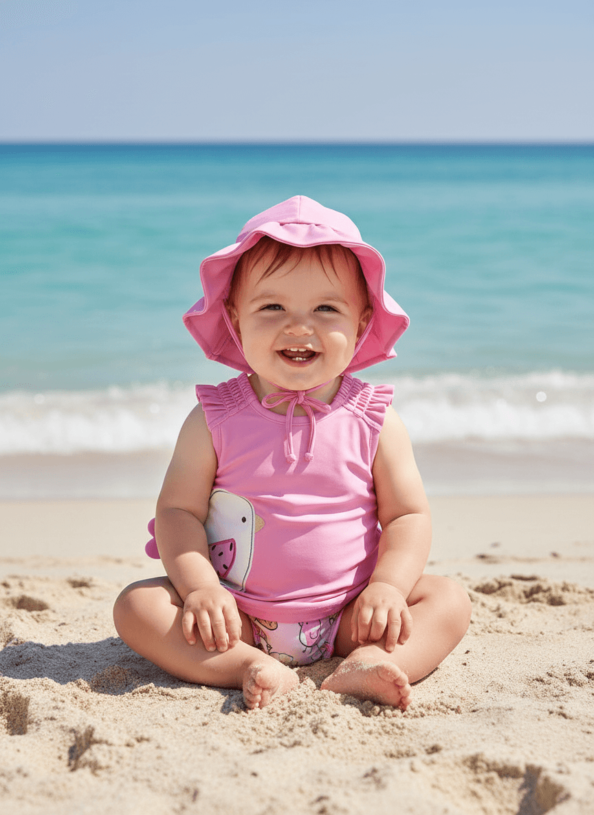 Completo 3 pezzi mare protezione solare neonata Mayoral Newborn rosa Uccellino Mayoral Rosa