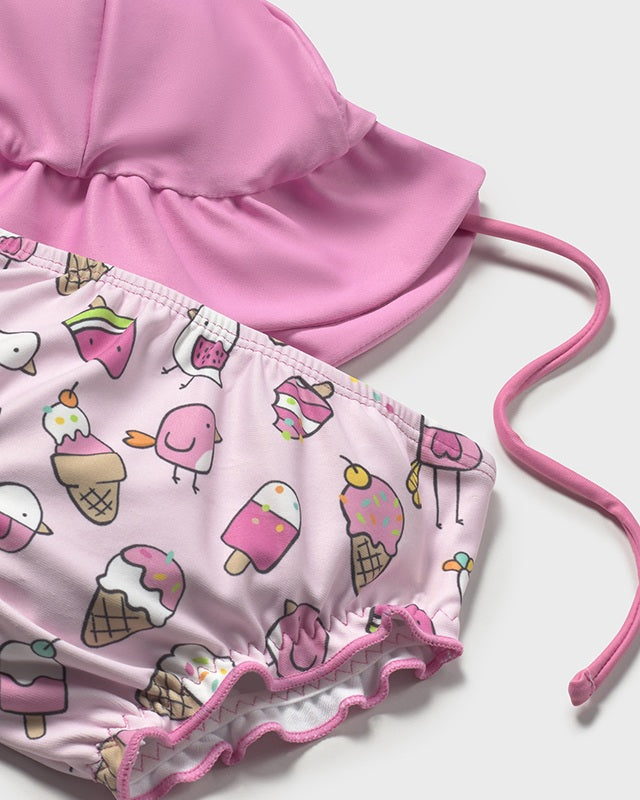 Completo 3 pezzi mare protezione solare neonata Mayoral Newborn rosa Uccellino Mayoral Rosa