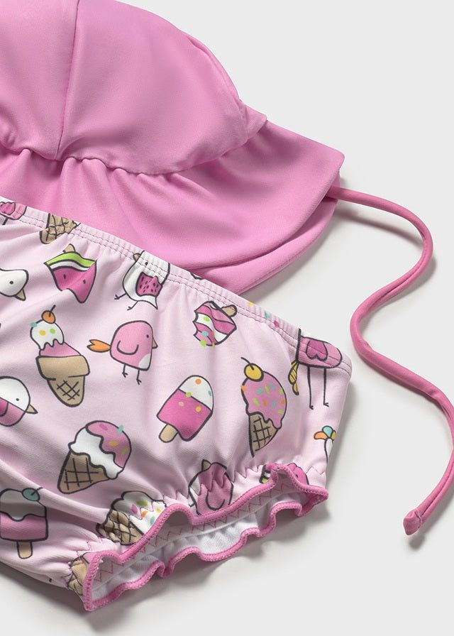 Completo 3 pezzi mare protezione solare neonata Mayoral Newborn rosa Uccellino Mayoral Rosa