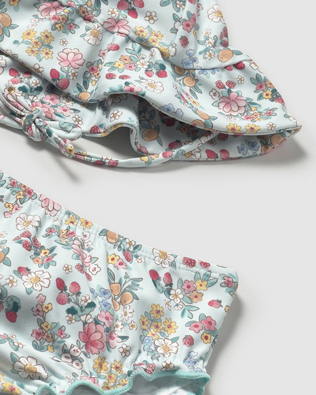 Completo 3 pezzi mare protezione solare neonata Mayoral Newborn verde floreale Mayoral Verde