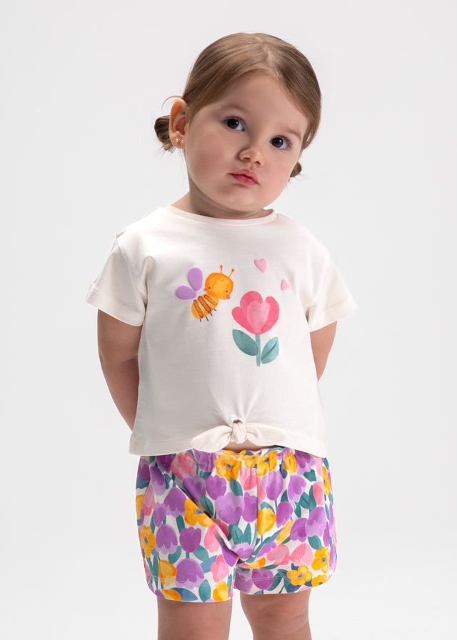 Completo neonata Mayoral 3 pezzi con magliette e short Mayoral 6 Mesi 68cm