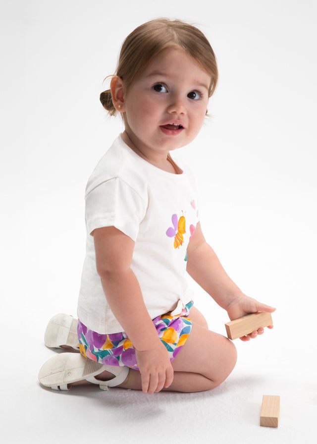 Completo neonata Mayoral 3 pezzi con magliette e short Mayoral 6 Mesi 68cm