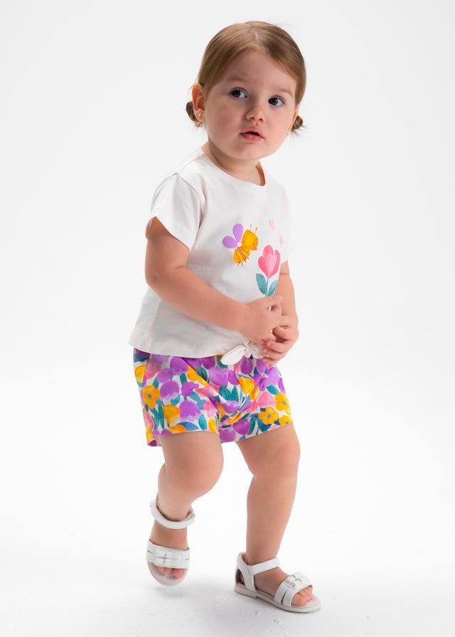 Completo neonata Mayoral 3 pezzi con magliette e short Mayoral 6 Mesi 68cm
