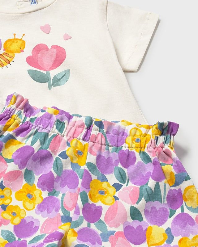 Completo neonata Mayoral 3 pezzi con magliette e short Mayoral 6 Mesi 68cm