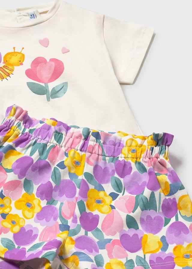 Completo neonata Mayoral 3 pezzi con magliette e short Mayoral 6 Mesi 68cm