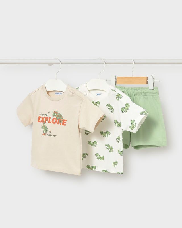 Completo 3 pezzi neonato Mayoral in beige e verde Mayoral 6 Mesi 68cm