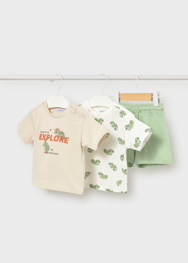 Completo 3 pezzi neonato Mayoral in beige e verde Mayoral 6 Mesi 68cm