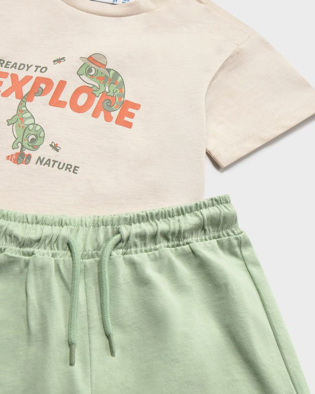 Completo 3 pezzi neonato Mayoral in beige e verde Mayoral 6 Mesi 68cm