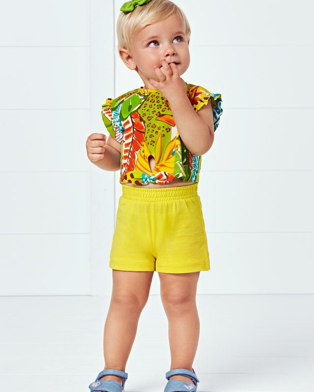 Completo 3 pezzi neonata Mayoral giallo "Jungle" - ErreGiModaBimbo