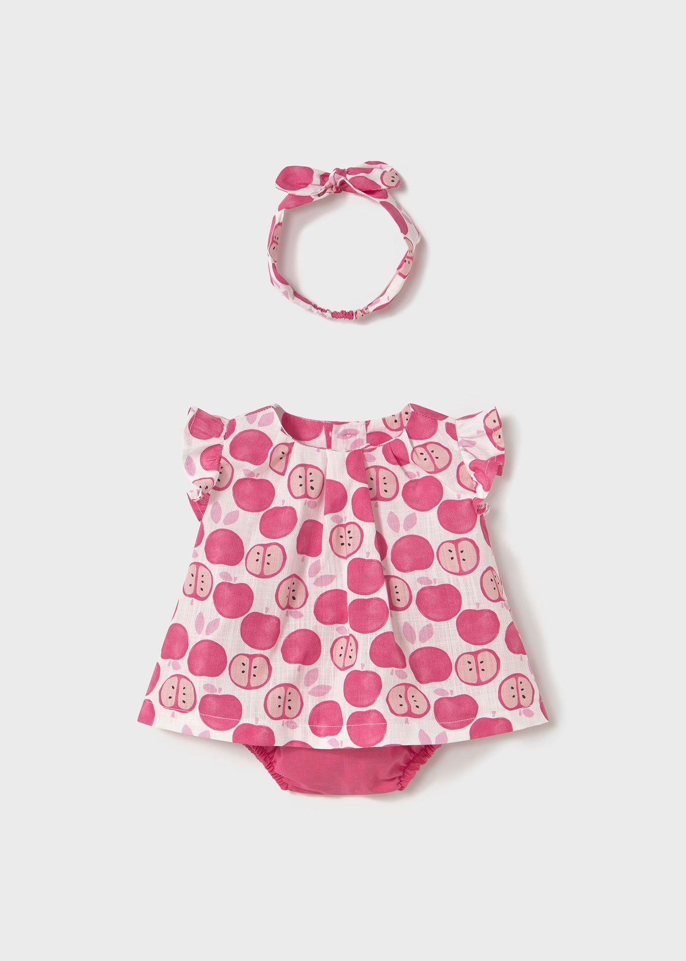 Completo 3 pezzi neonata Mayoral Newborn color fragola fantasia mele Mayoral Fragola