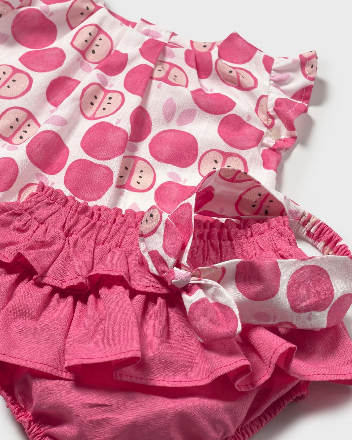 Completo 3 pezzi neonata Mayoral Newborn color fragola fantasia mele Mayoral Fragola