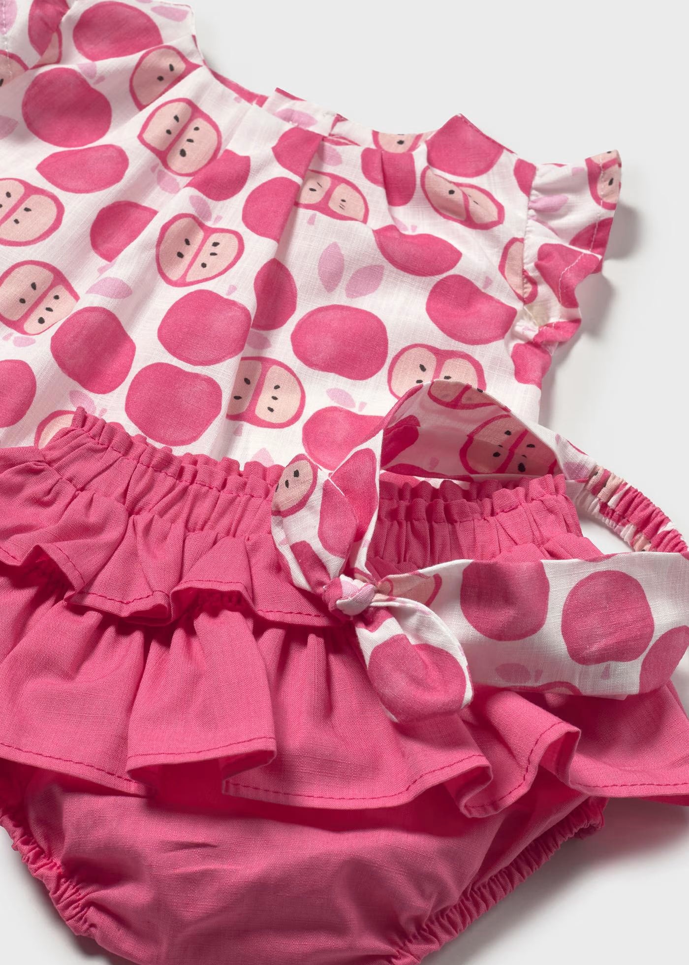 Completo 3 pezzi neonata Mayoral Newborn color fragola fantasia mele Mayoral Fragola