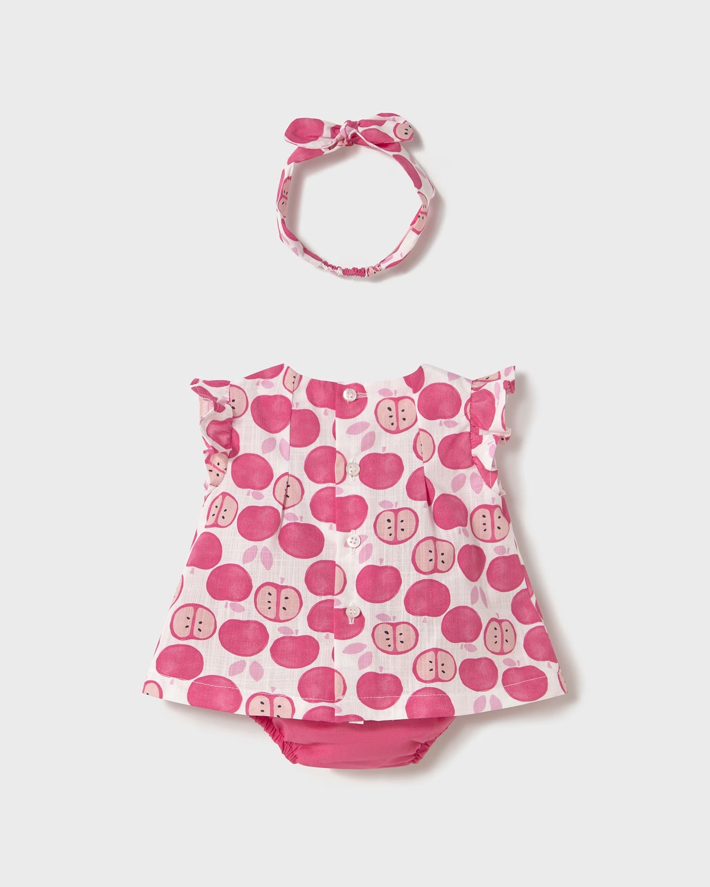 Completo 3 pezzi neonata Mayoral Newborn color fragola fantasia mele Mayoral Fragola