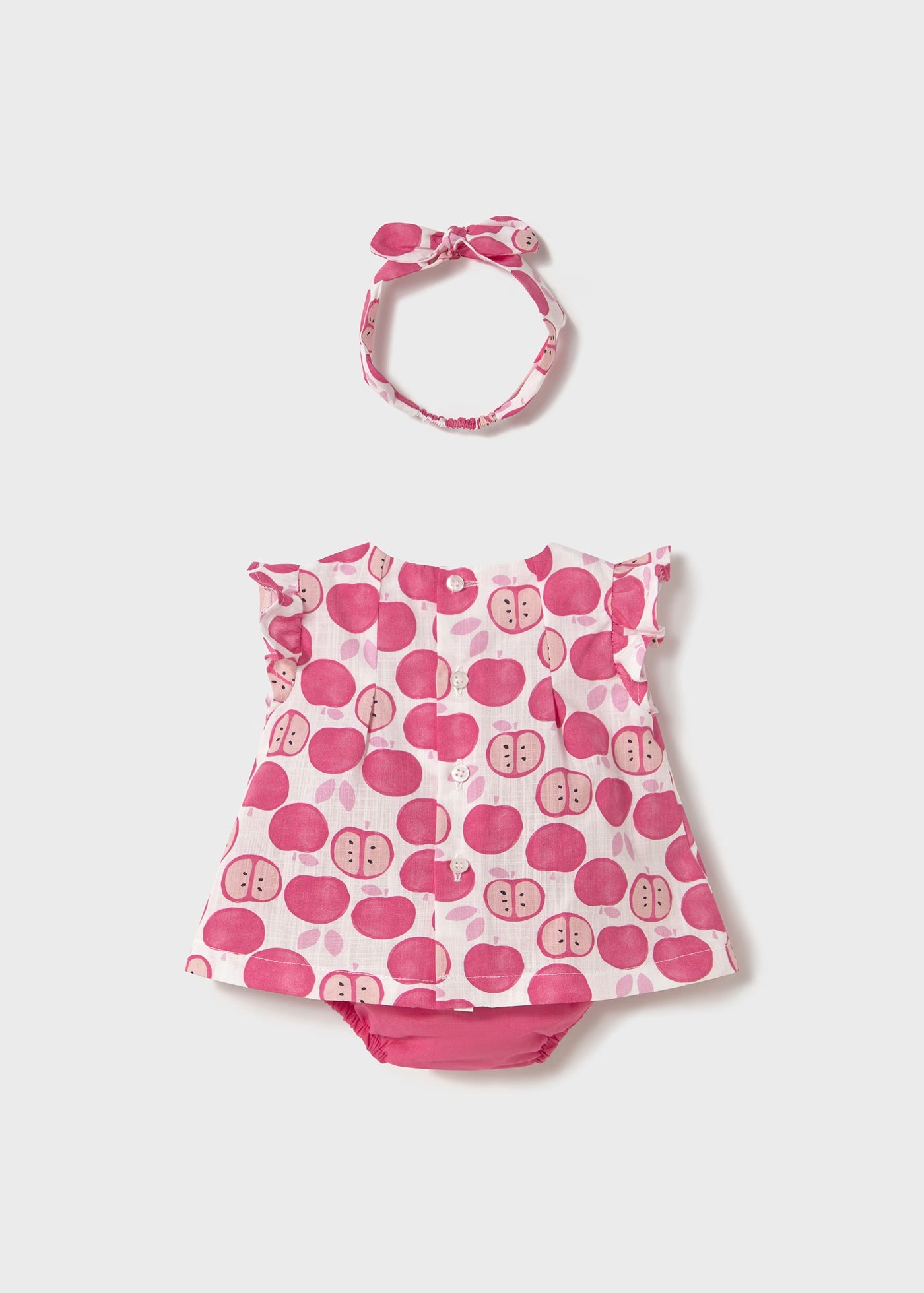Completo 3 pezzi neonata Mayoral Newborn color fragola fantasia mele Mayoral Fragola