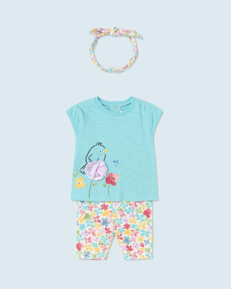 Completo 3 pezzi neonata Mayoral Newborn turchese - ErreGiModaBimbo