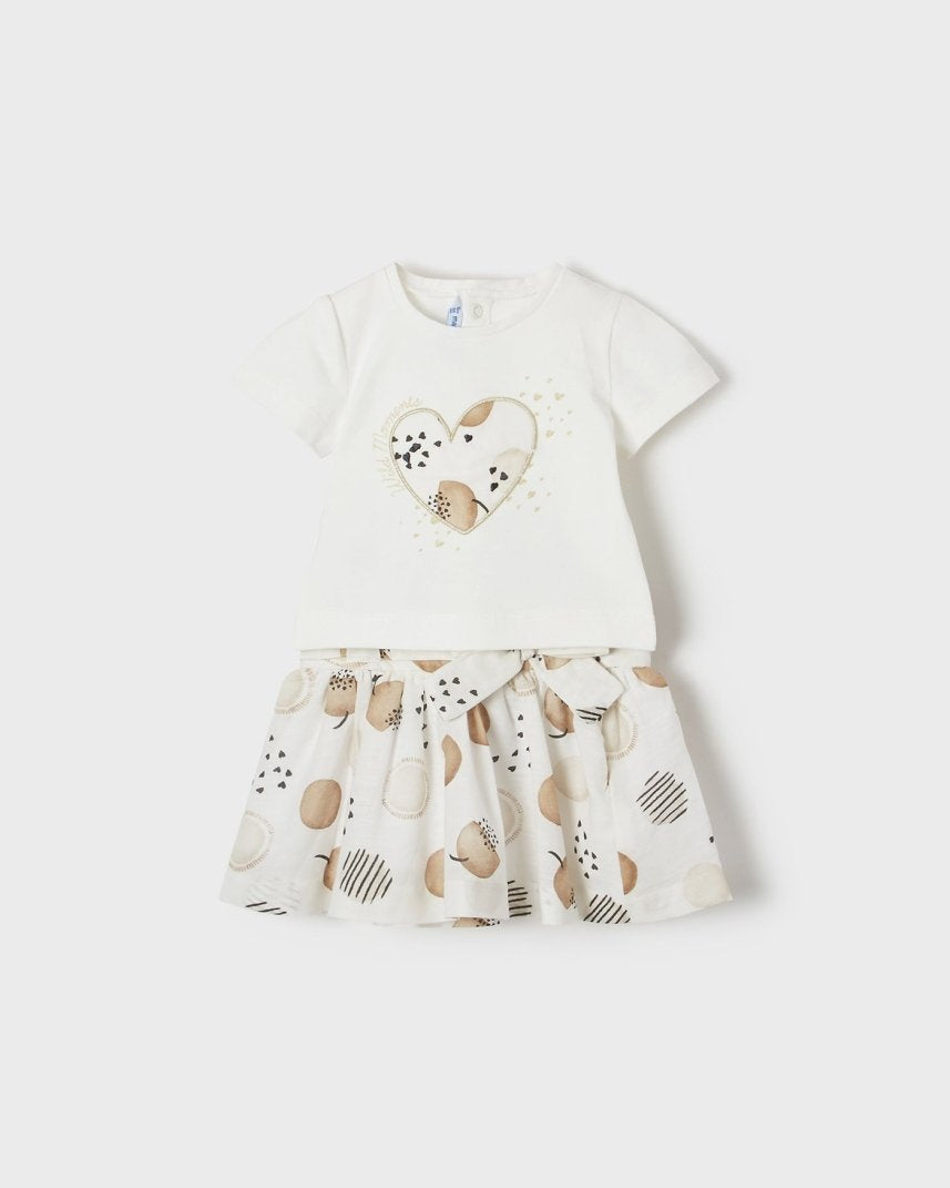 Completo bianco gonna stampata neonata Mayoral - ErreGiModaBimbo