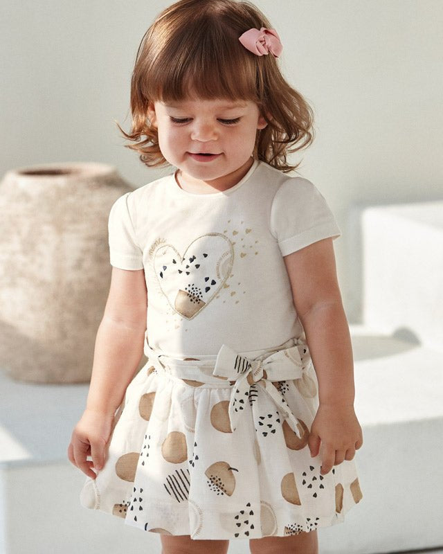 Completo bianco gonna stampata neonata Mayoral - ErreGiModaBimbo