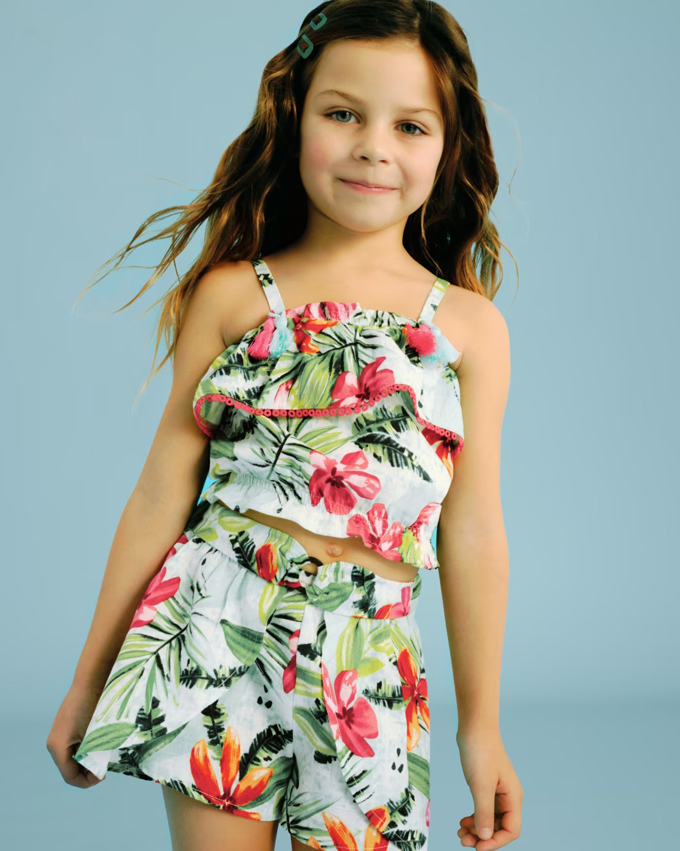 Completo blusa e pantagonna fresco cotone bambina Mayoral floreale Mayoral Verde