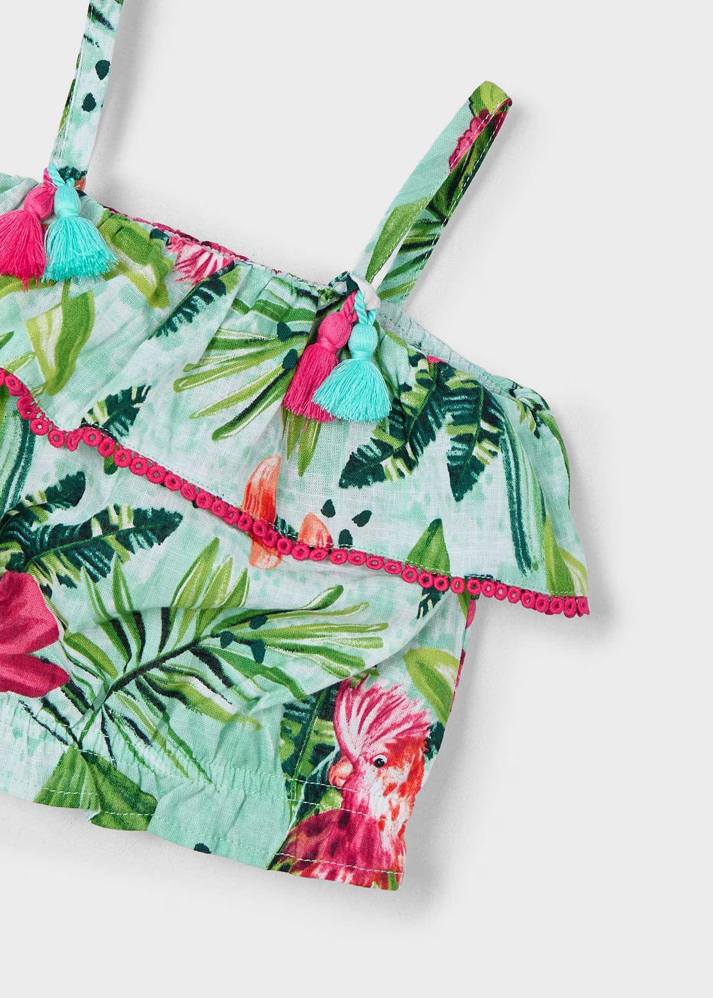 Completo blusa e pantagonna fresco cotone bambina Mayoral floreale Mayoral Verde