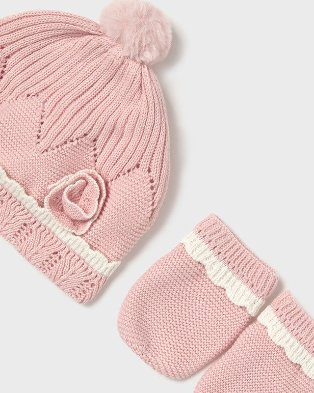 Completo cappello e manopole neonata Mayoral Newborn rosa Mayoral Rosa