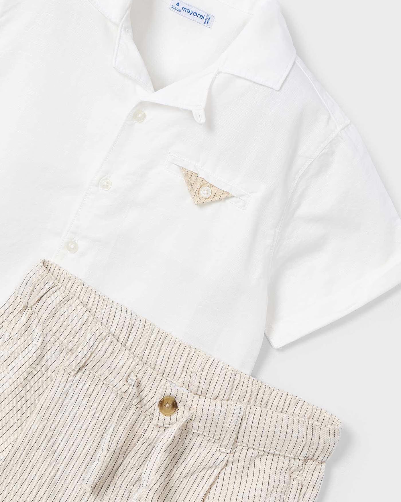 Completo con bermuda e camicia bambino Mayoral crema Mayoral Panna
