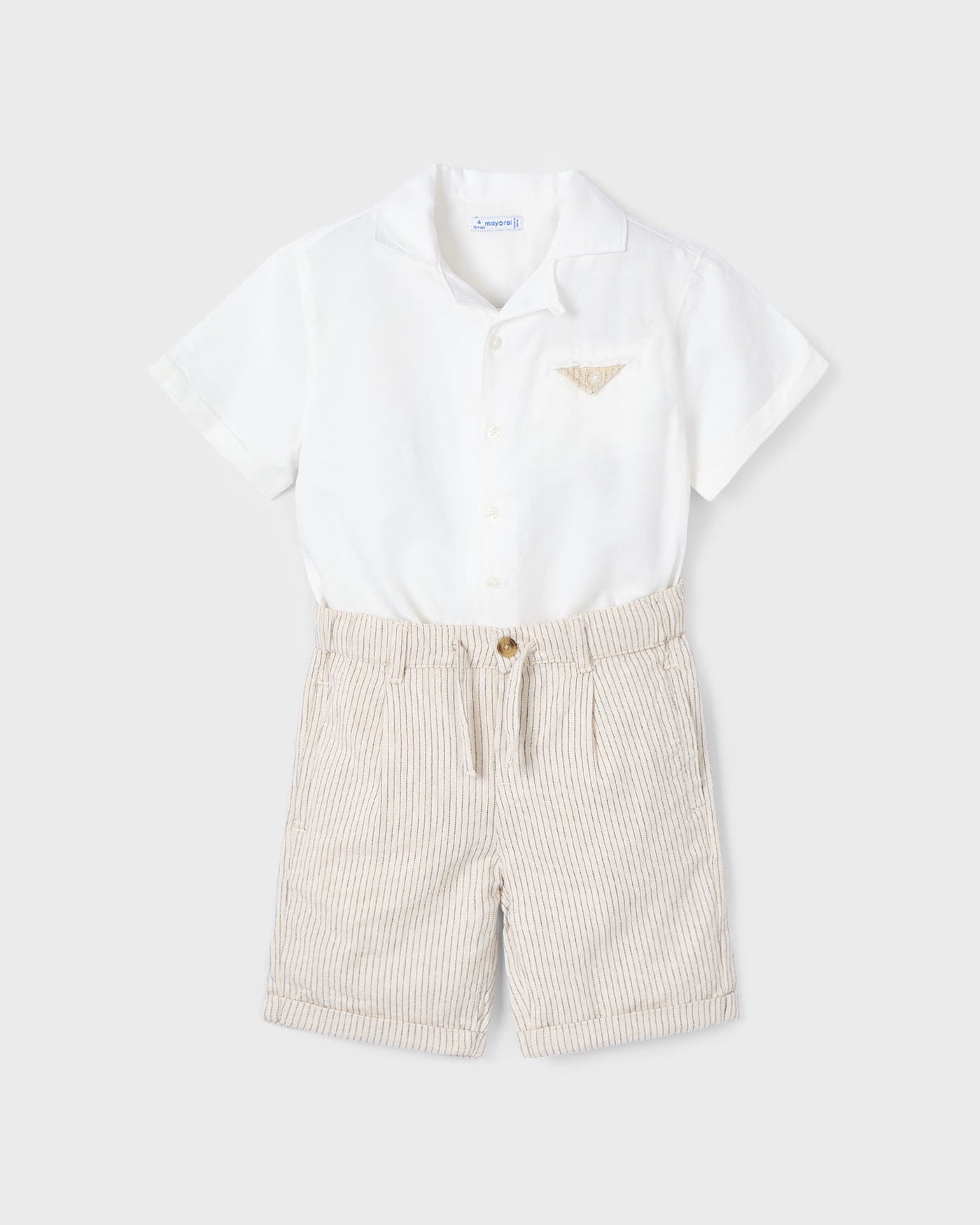 Completo con bermuda e camicia bambino Mayoral crema Mayoral Panna