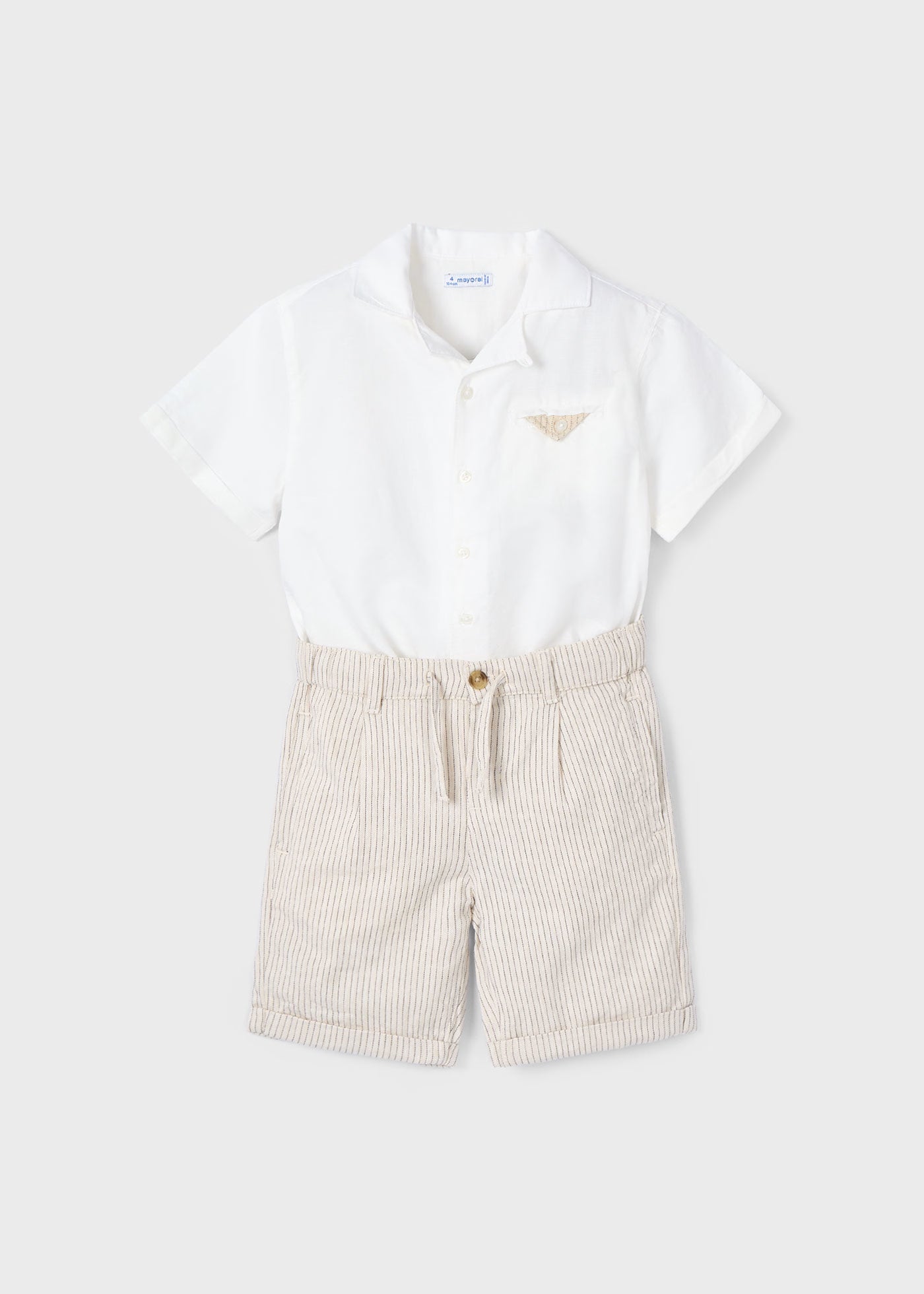 Completo con bermuda e camicia bambino Mayoral crema Mayoral Panna