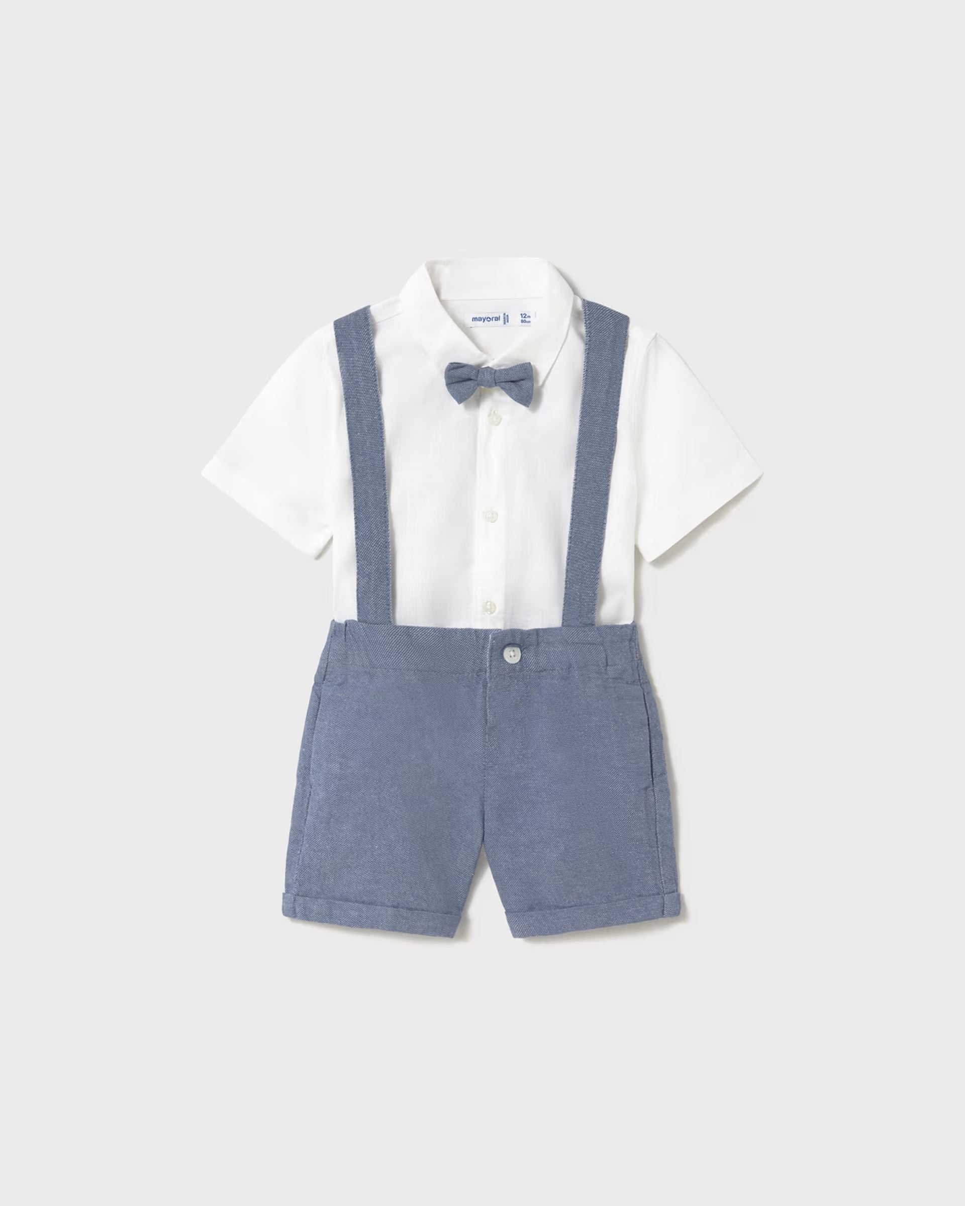 Completo con bermuda e camicia con papillon neonato Mayoral carta zucchero Mayoral 6 Mesi 68cm